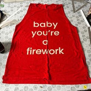 Amelia James Small Red Baby You’re a Firework Muscle Tank Top